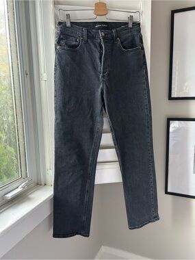 Denim Forum Straight-Leg Washed Black Jeans